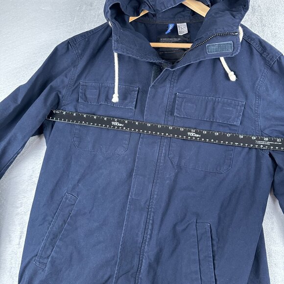 Divided By H&M Parka Jacket Mens Size Medium Hooded Full Zip Up Navy - Picture 10 of 15
